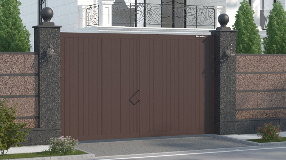 Купить уличные распашные ворота 4.0×2.0 м, с приводом, без монтажа - Уфа